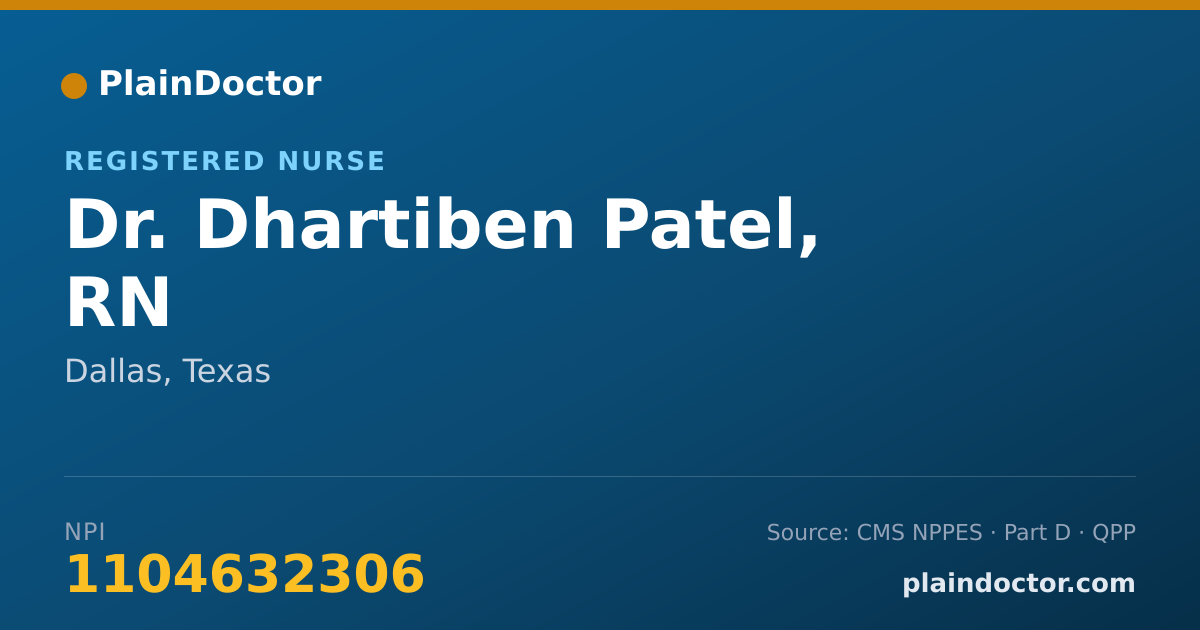 Shareable card for Dhartiben Patel, RN - Registered Nurse, Dallas, TX
