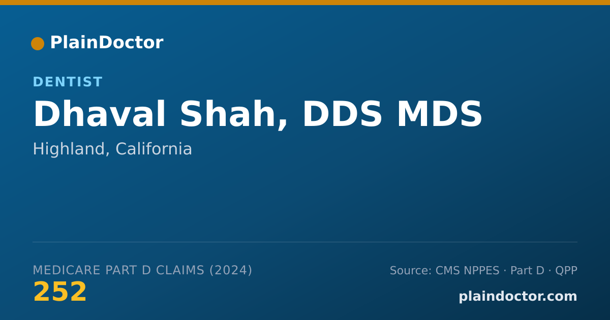 Shareable card for Dhaval Shah, DDS MDS - Dentist, Highland, CA