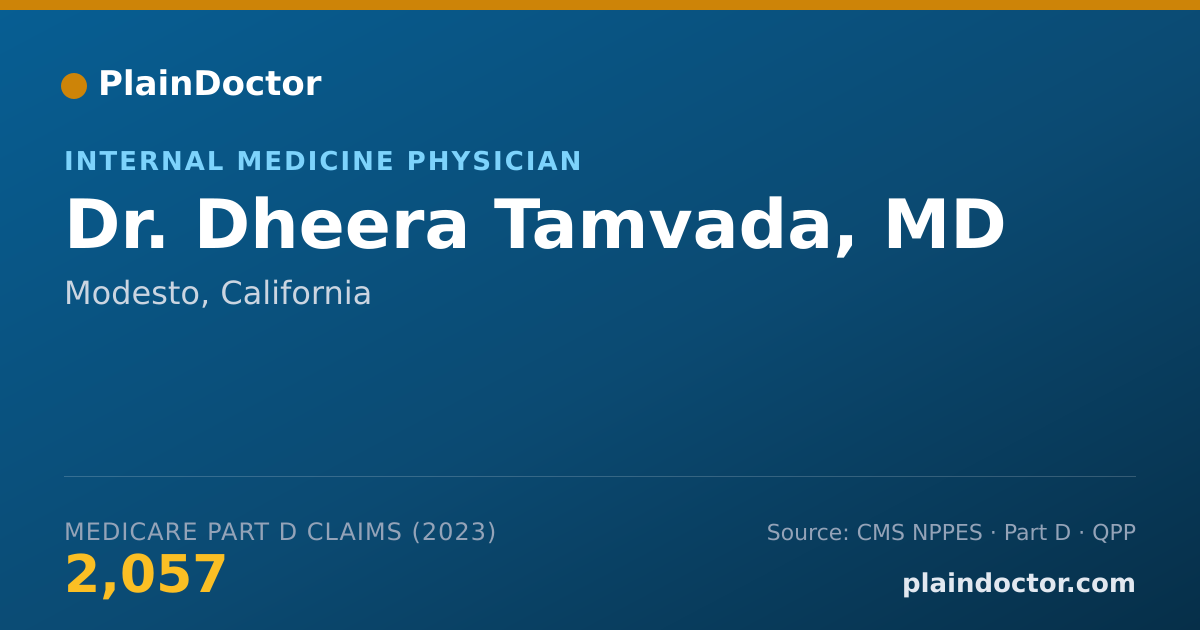 Shareable card for Dheera Tamvada, MD - Internal Medicine Physician, Modesto, CA