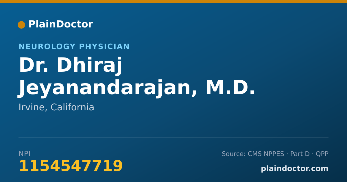 Shareable card for Dhiraj Jeyanandarajan, M.D. - Neurology Physician, Irvine, CA