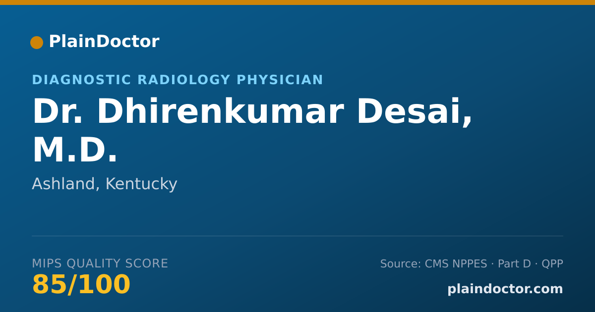 Shareable card for Dhirenkumar Desai, M.D. - Diagnostic Radiology Physician, Ashland, KY