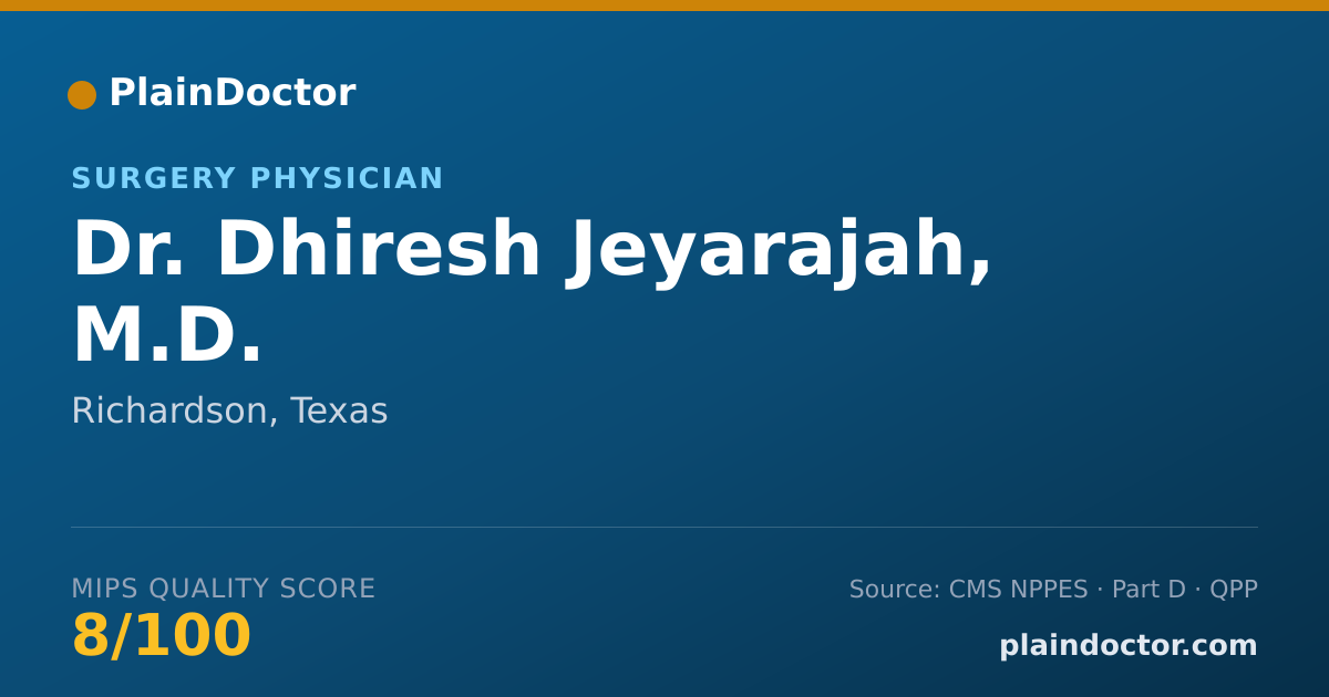Shareable card for Dhiresh Jeyarajah, M.D. - Surgery Physician, Richardson, TX