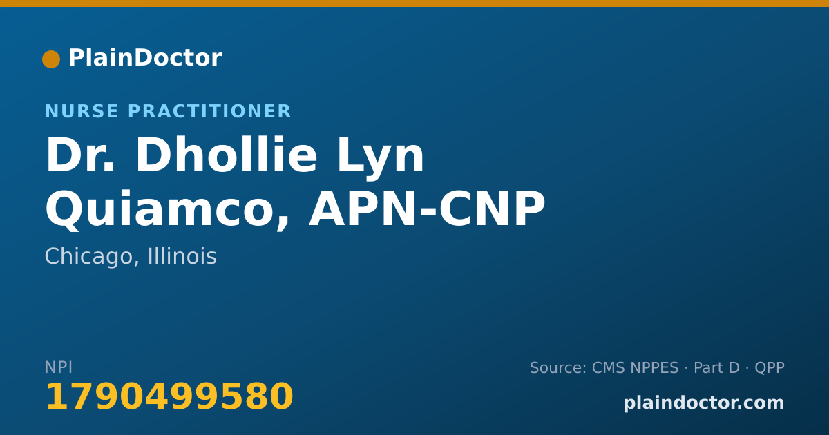 Shareable card for Dhollie Lyn Quiamco, APN-CNP - Nurse Practitioner, Chicago, IL