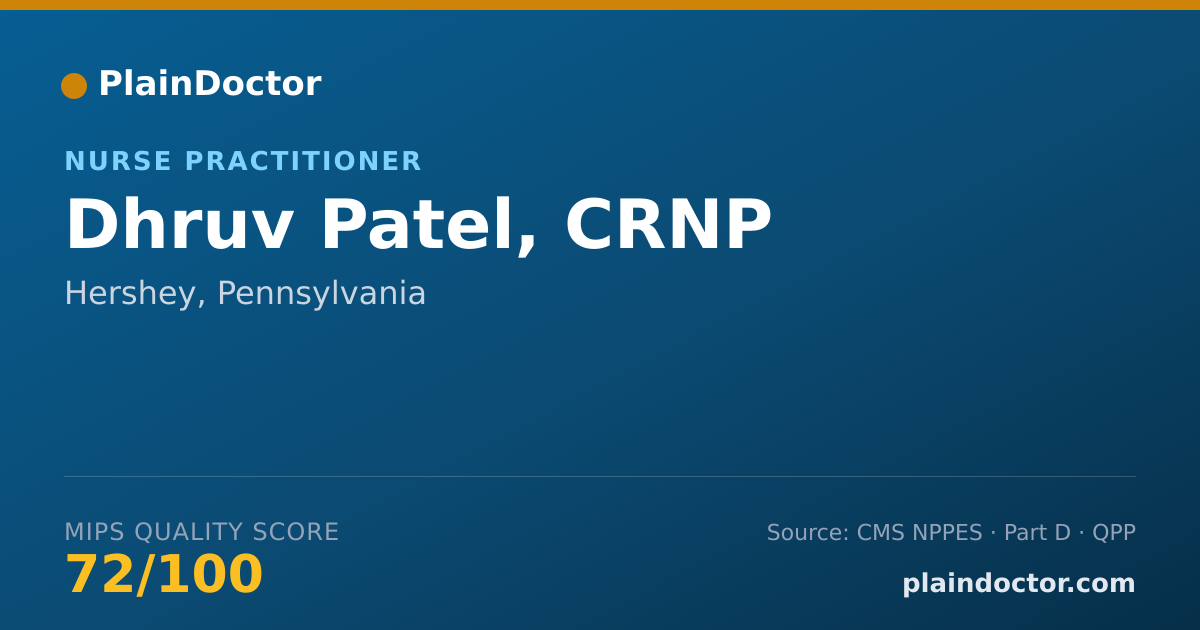Shareable card for Dhruv Patel, CRNP - Registered Nurse, Hershey, PA