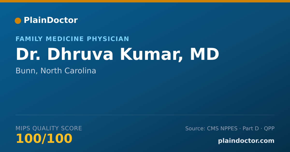 Shareable card for Dhruva Kumar, MD - Family Medicine Physician, Bunn, NC