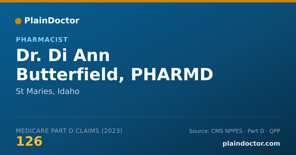 Shareable card for Di Ann Butterfield, PHARMD - Pharmacist, St Maries, ID
