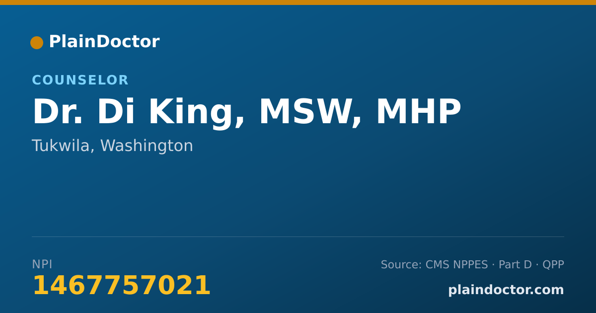 Shareable card for Di King, MSW, MHP - Counselor, Tukwila, WA