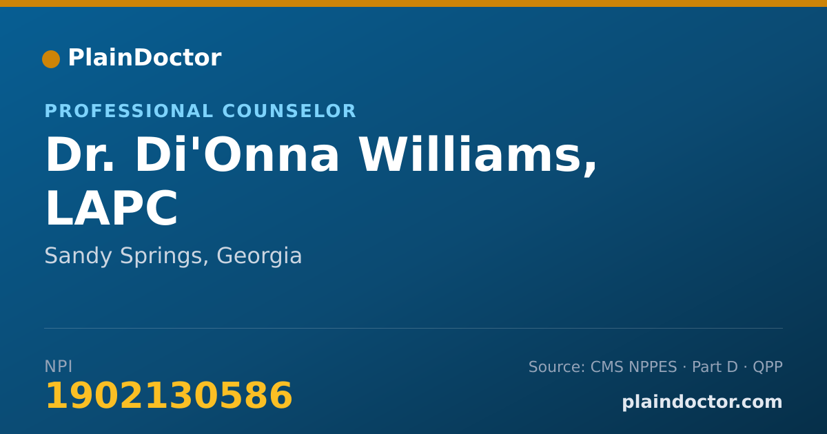 Shareable card for Di'Onna Williams, LAPC - Professional Counselor, Sandy Springs, GA