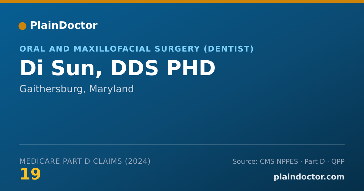 Shareable card for Di Sun, DDS PHD - Oral and Maxillofacial Surgery (Dentist), Gaithersburg, MD