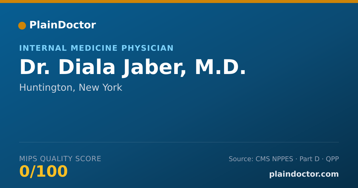 Shareable card for Diala Jaber, M.D. - Internal Medicine Physician, Huntington, NY