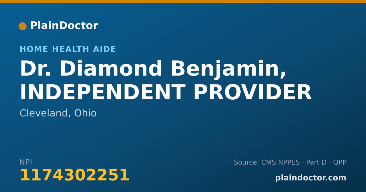 Shareable card for Diamond Benjamin, INDEPENDENT PROVIDER - Home Health Aide, Cleveland, OH