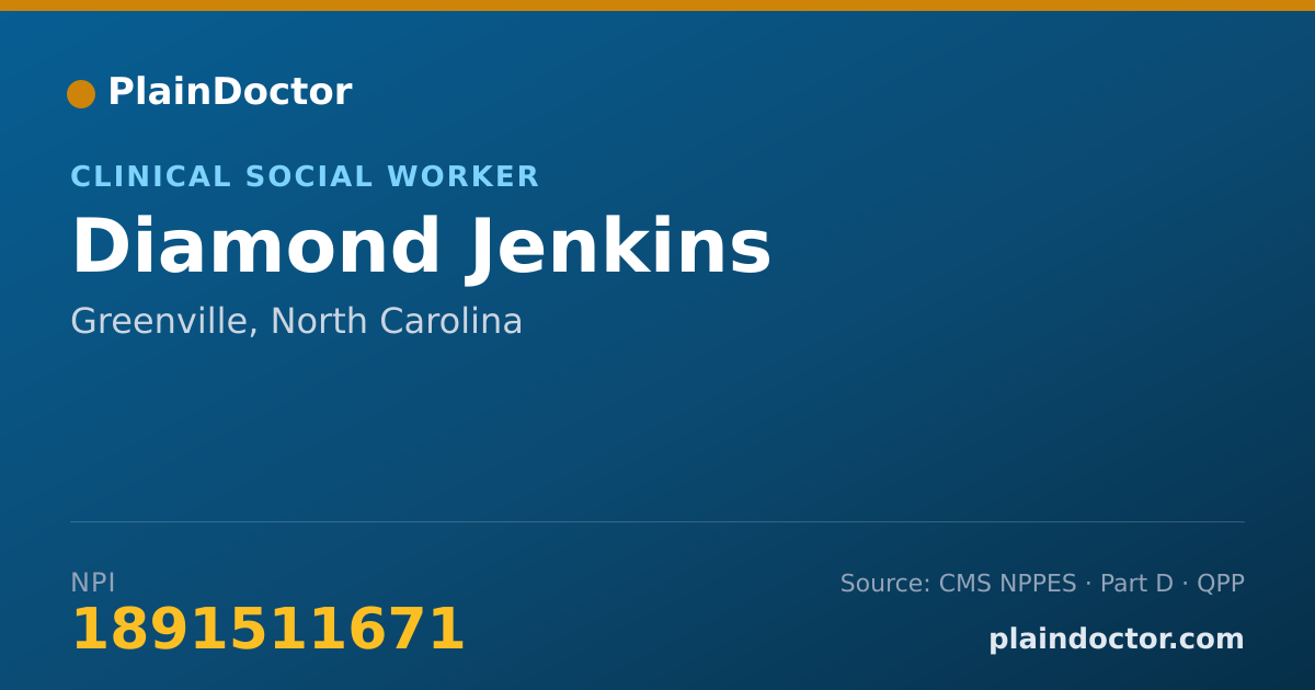 Shareable card for Diamond Jenkins - Clinical Social Worker, Greenville, NC