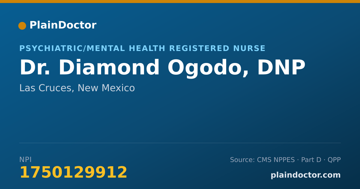 Shareable card for Diamond Ogodo, DNP - Psychiatric/Mental Health Registered Nurse, Las Cruces, NM