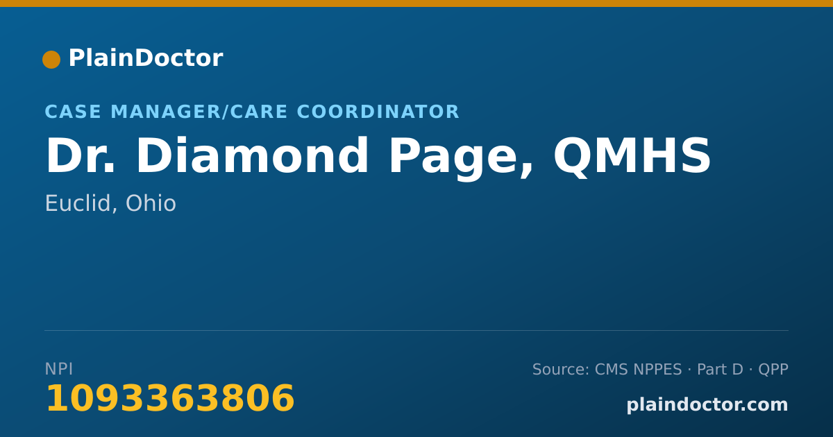Shareable card for Diamond Page, QMHS - Case Manager/Care Coordinator, Euclid, OH