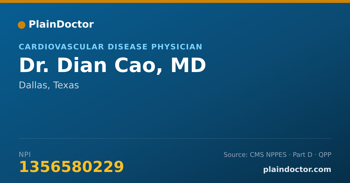 Shareable card for Dian Cao, MD - Cardiovascular Disease Physician, Dallas, TX
