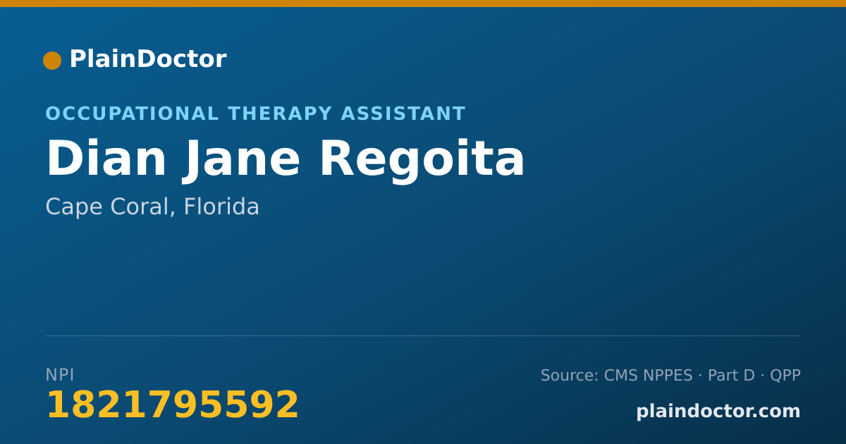 Shareable card for Dian Jane Regoita - Occupational Therapy Assistant, Cape Coral, FL