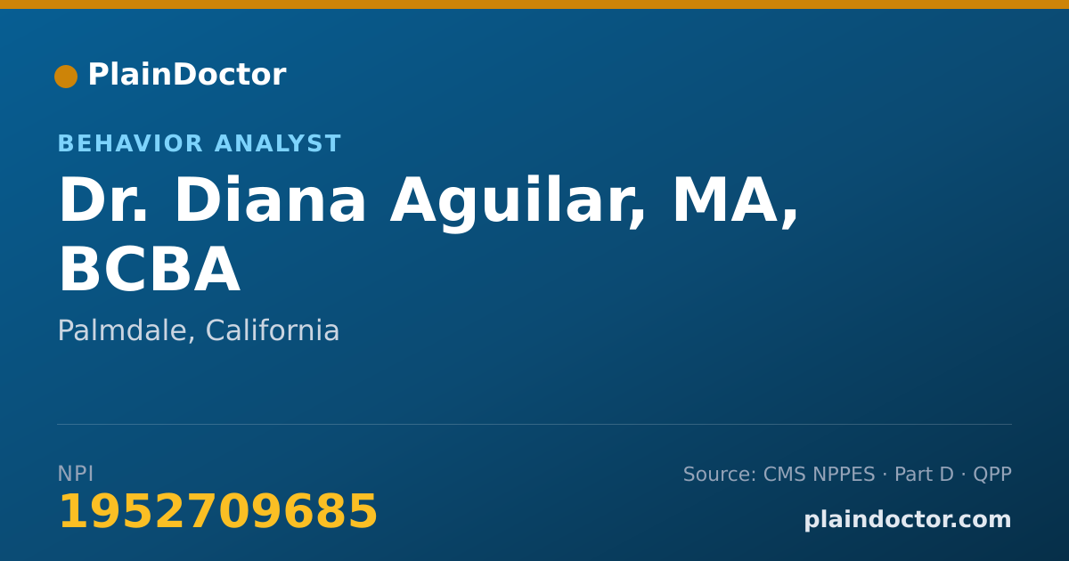 Shareable card for Diana Aguilar, MA, BCBA - Behavior Analyst, Palmdale, CA