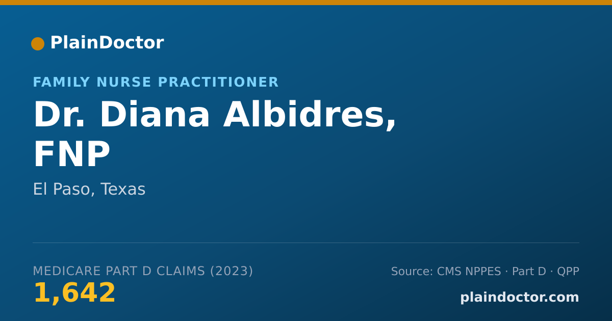Shareable card for Diana Albidres, FNP - Family Nurse Practitioner, El Paso, TX