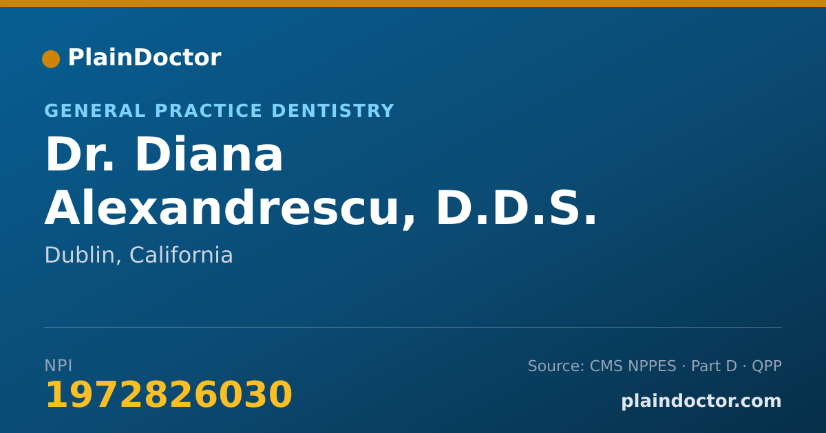 Shareable card for Diana Alexandrescu, D.D.S. - General Practice Dentistry, Dublin, CA