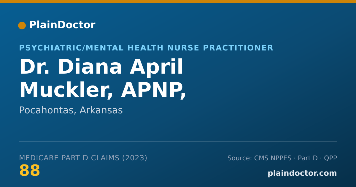 Shareable card for Diana April Muckler, APNP, PMHNP-BC - Psychiatric/Mental Health Nurse Practitioner, Pocahontas, AR