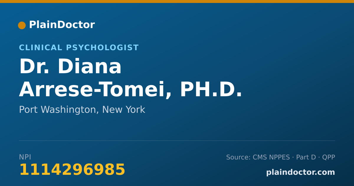 Shareable card for Diana Arrese-Tomei, PH.D. - Clinical Psychologist, Port Washington, NY