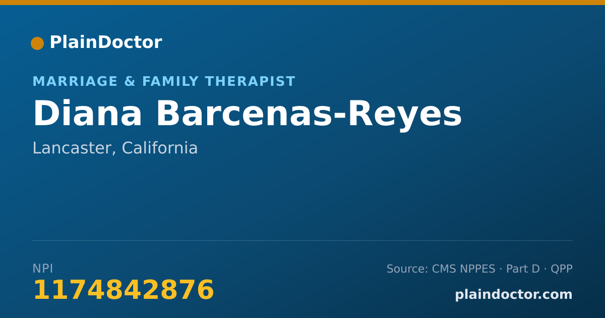 Shareable card for Diana Barcenas-Reyes - Marriage & Family Therapist, Lancaster, CA