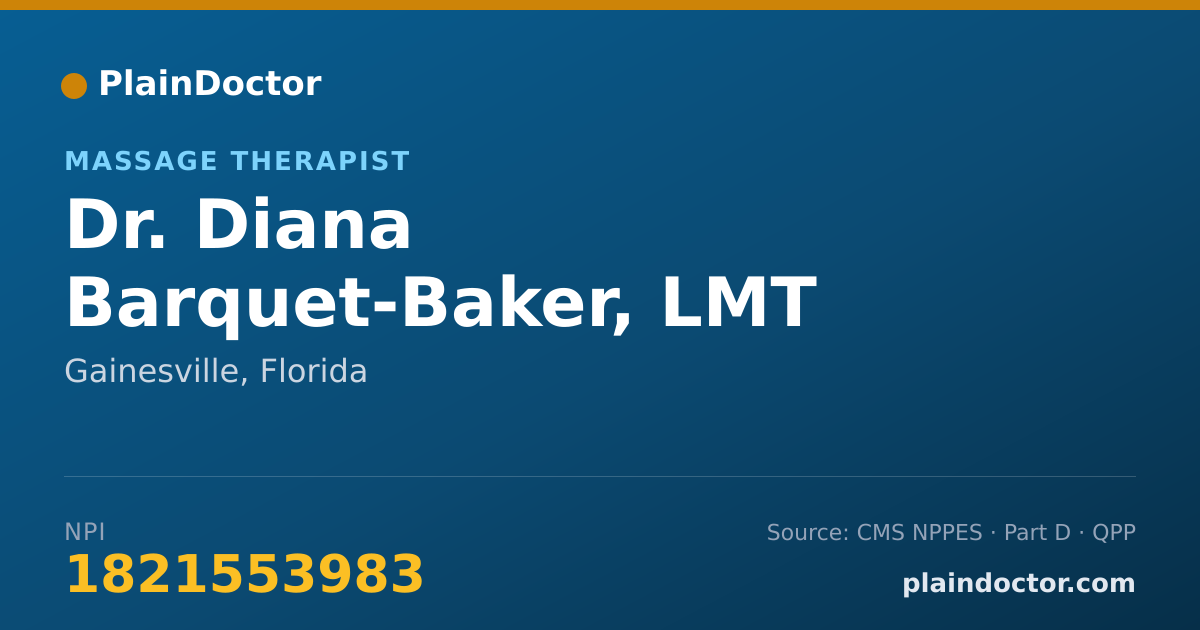 Shareable card for Diana Barquet-Baker, LMT - Massage Therapist, Gainesville, FL