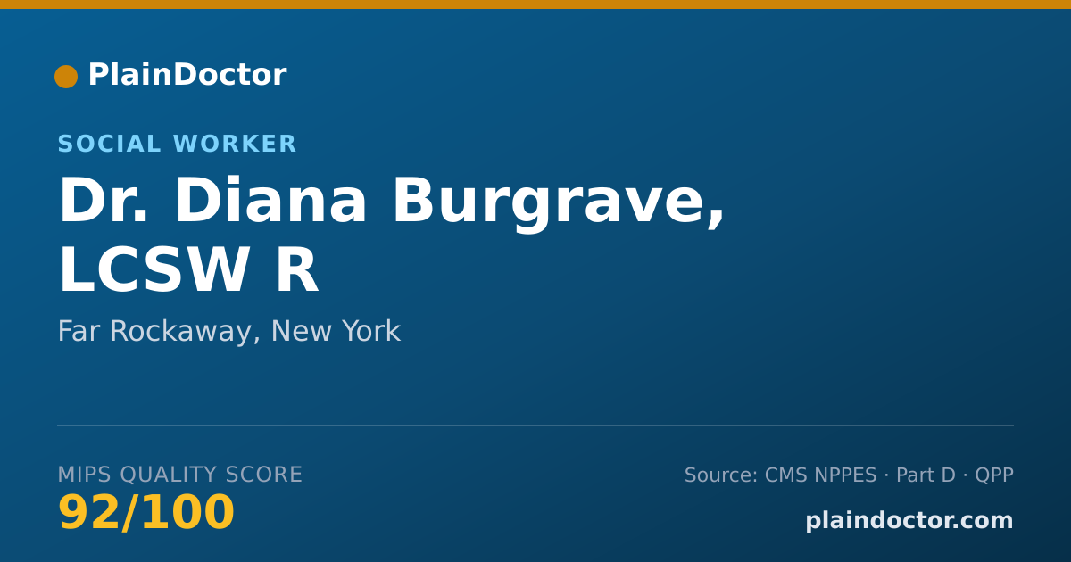 Shareable card for Diana Burgrave, LCSW R - Social Worker, Far Rockaway, NY