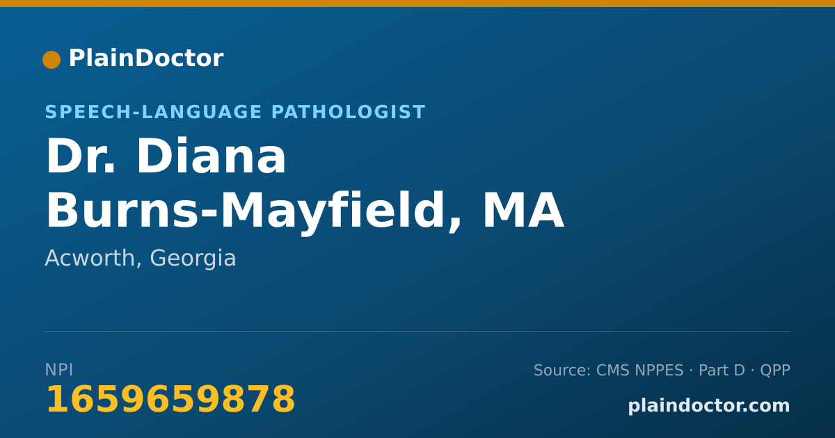 Shareable card for Diana Burns-Mayfield, MA CCC-SLP - Speech-Language Pathologist, Acworth, GA
