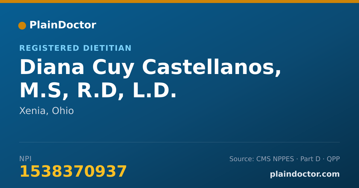 Shareable card for Diana Cuy Castellanos, M.S, R.D, L.D. - Registered Dietitian, Xenia, OH