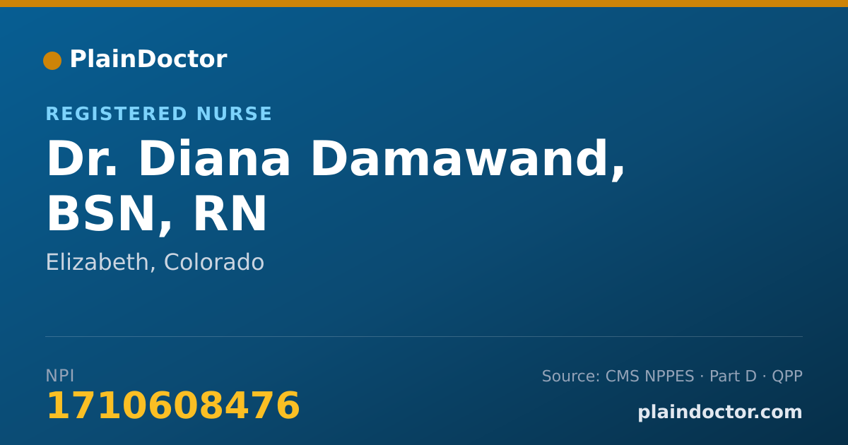 Shareable card for Diana Damawand, BSN, RN - Registered Nurse, Elizabeth, CO