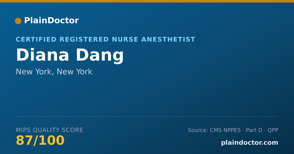 Shareable card for Diana Dang - Certified Registered Nurse Anesthetist, New York, NY