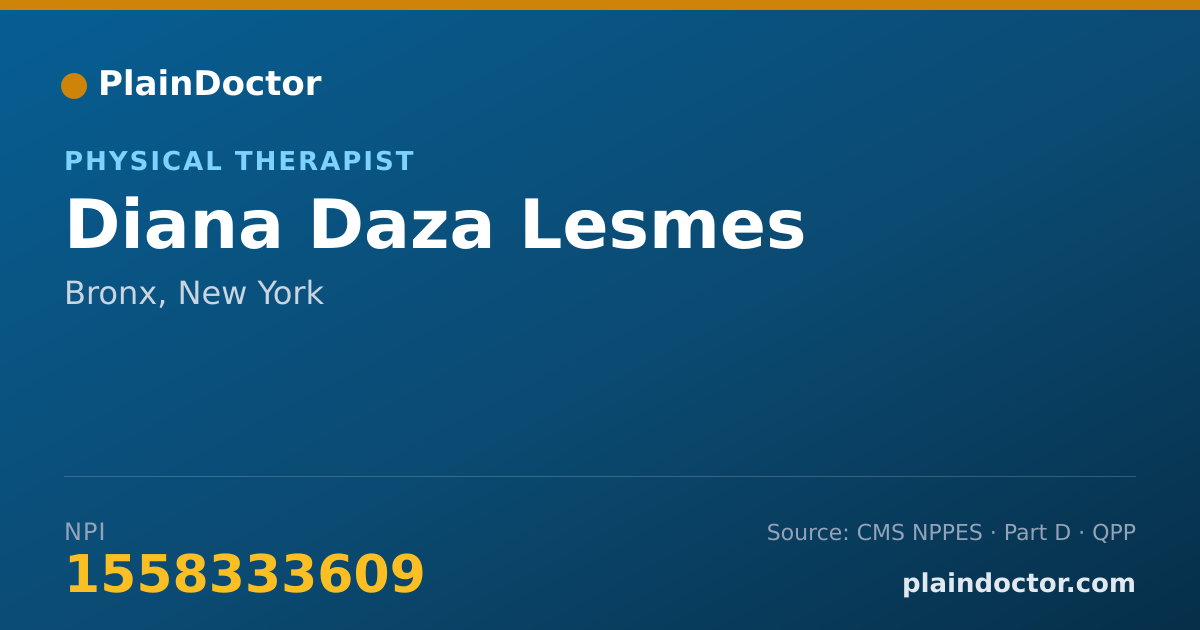 Shareable card for Diana Daza Lesmes - Physical Therapist, Bronx, NY
