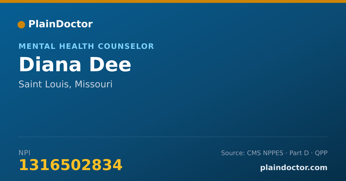 Shareable card for Diana Dee - Mental Health Counselor, Saint Louis, MO