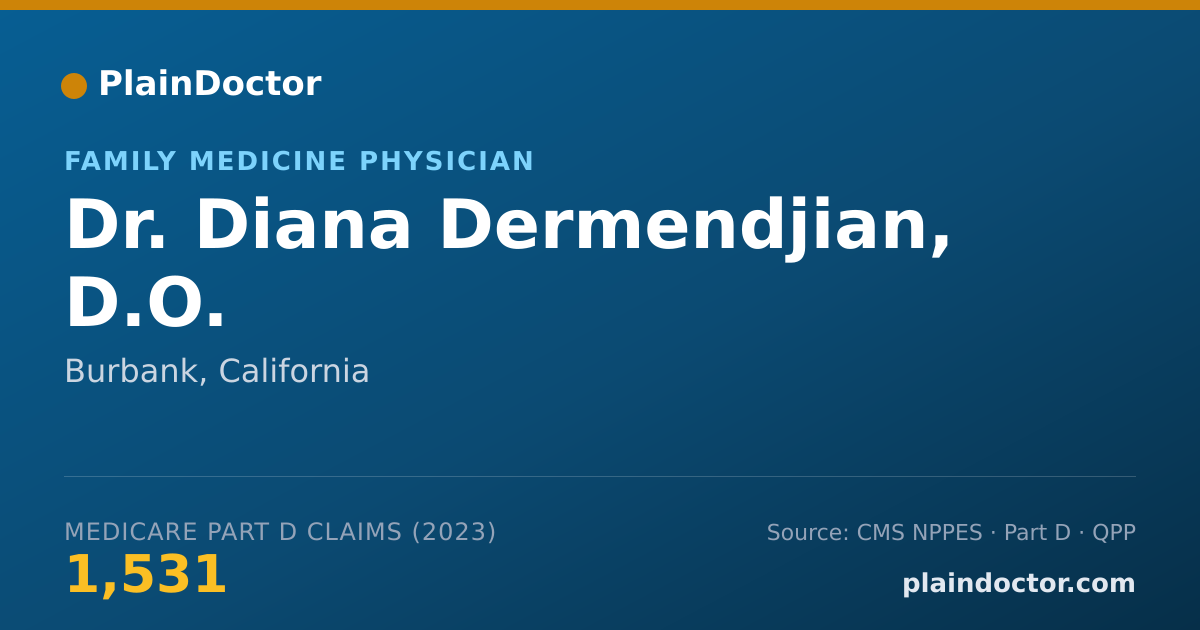 Shareable card for Diana Dermendjian, D.O. - Family Medicine Physician, Burbank, CA