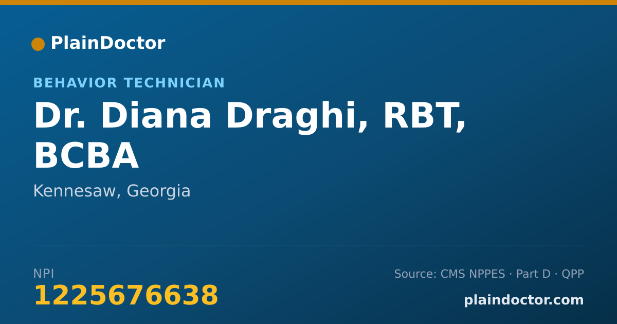 Shareable card for Diana Draghi, RBT, BCBA - Behavior Technician, Kennesaw, GA