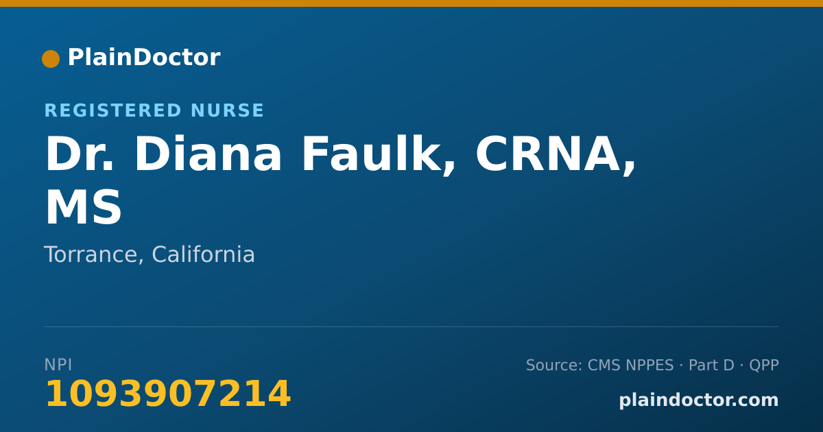 Shareable card for Diana Faulk, CRNA, MS - Registered Nurse, Torrance, CA