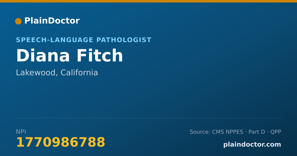Shareable card for Diana Fitch - Speech-Language Pathologist, Lakewood, CA