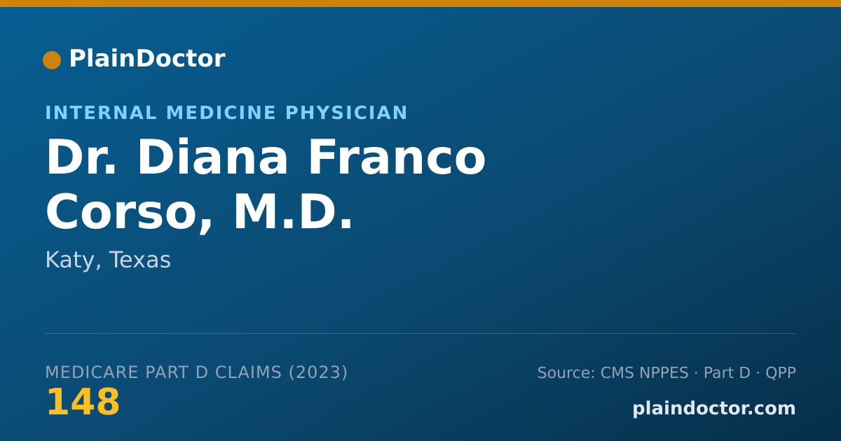 Shareable card for Diana Franco Corso, M.D. - Internal Medicine Physician, Katy, TX
