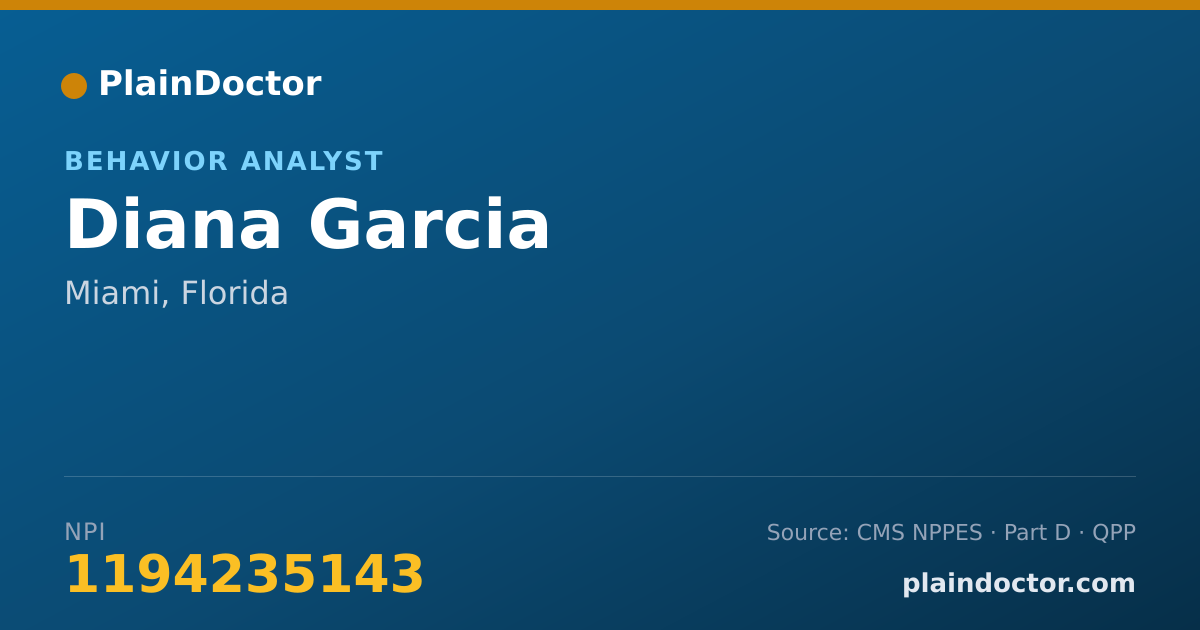 Shareable card for Diana Garcia - Behavior Analyst, Miami, FL