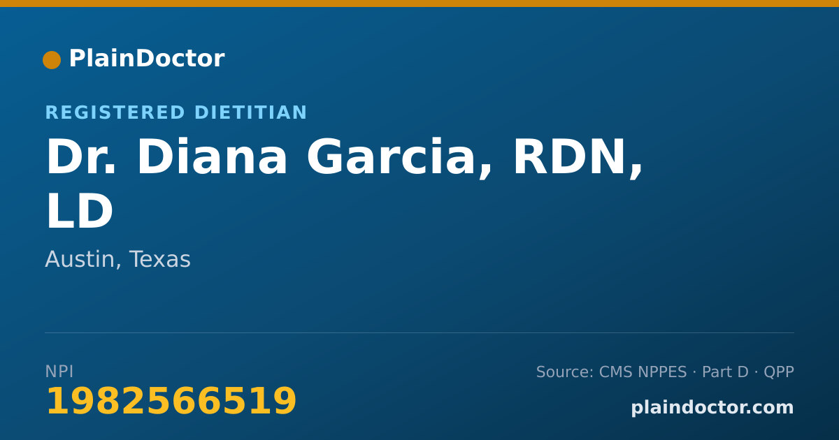 Shareable card for Diana Garcia, RDN, LD - Registered Dietitian, Austin, TX