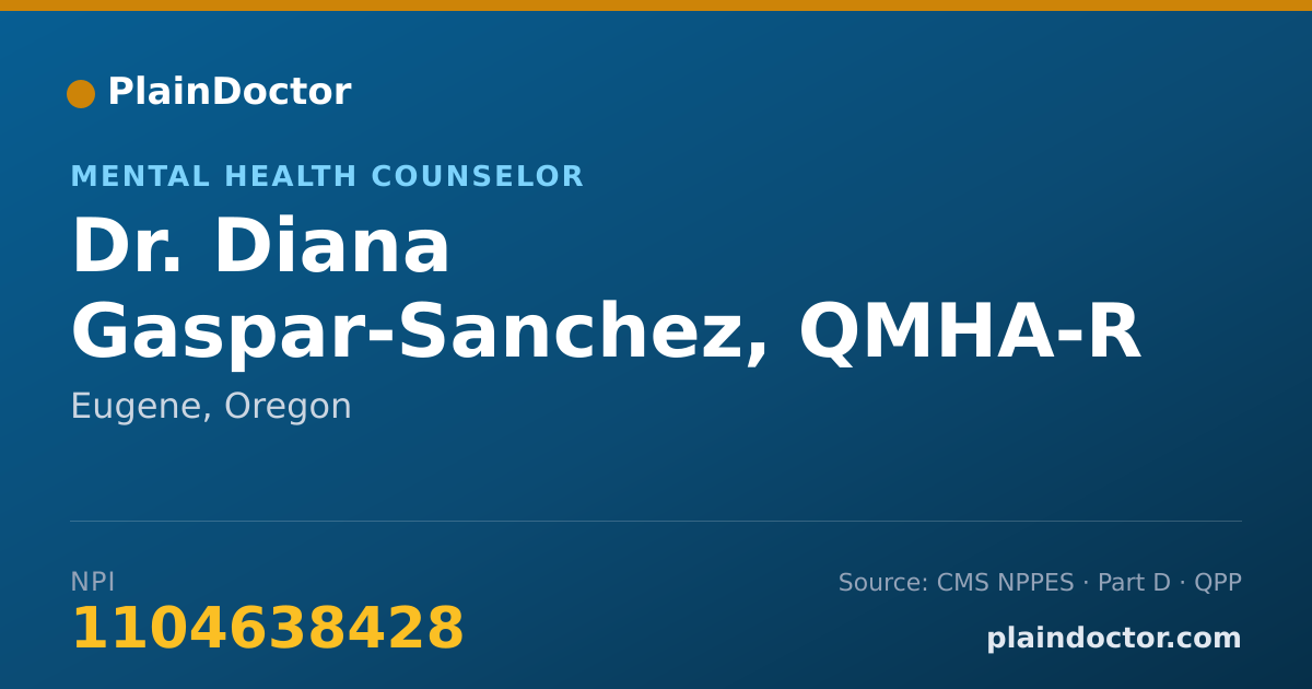 Shareable card for Diana Gaspar-Sanchez, QMHA-R - Mental Health Counselor, Eugene, OR