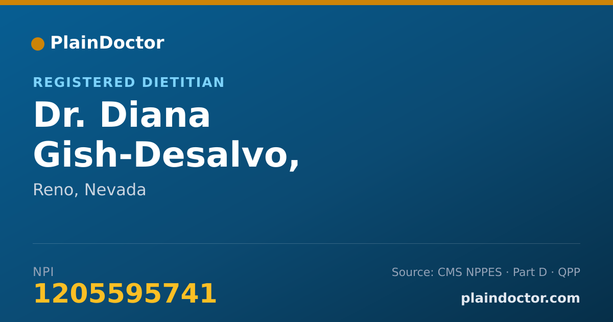 Shareable card for Diana Gish-Desalvo, REGISTERED DIETITIAN - Registered Dietitian, Reno, NV