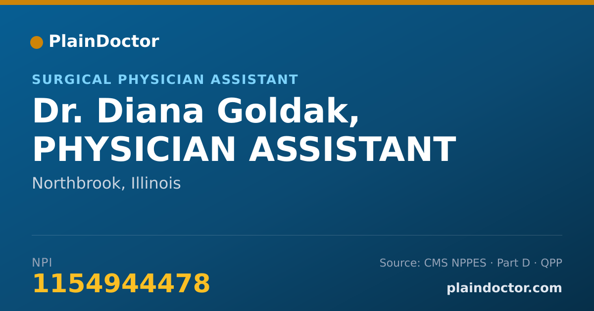 Shareable card for Diana Goldak, PHYSICIAN ASSISTANT - Surgical Physician Assistant, Northbrook, IL