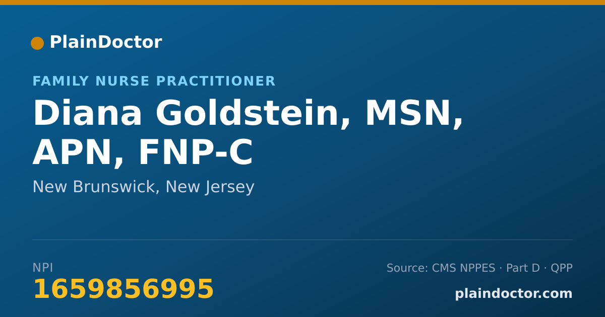 Shareable card for Diana Goldstein, MSN, APN, FNP-C - Family Nurse Practitioner, New Brunswick, NJ