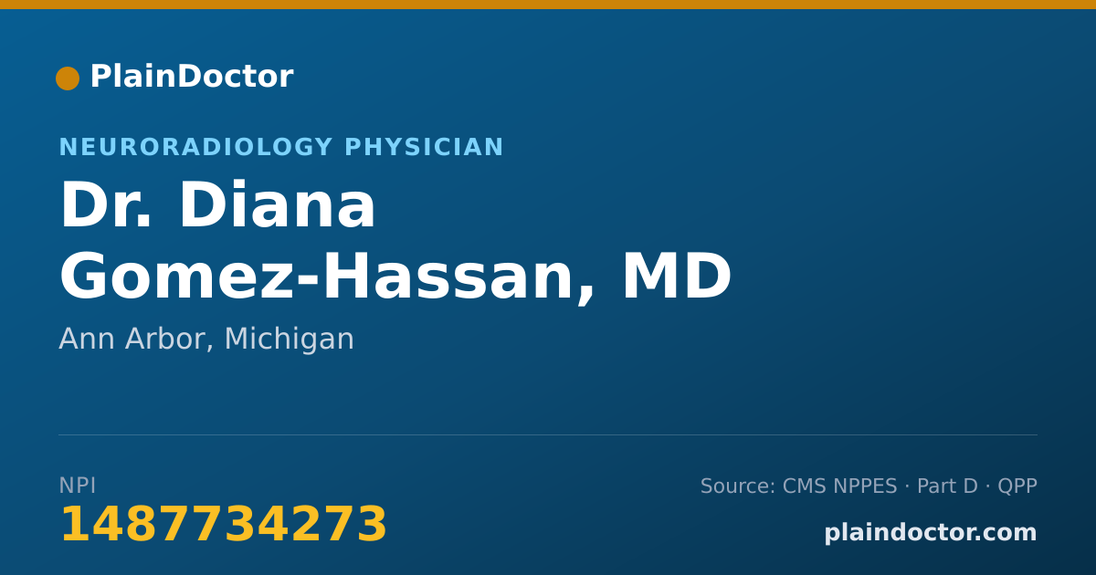 Shareable card for Diana Gomez-Hassan, MD - Neuroradiology Physician, Ann Arbor, MI