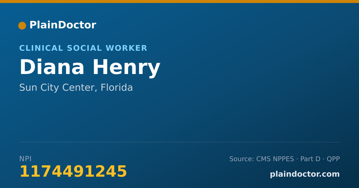 Shareable card for Diana Henry - Clinical Social Worker, Sun City Center, FL