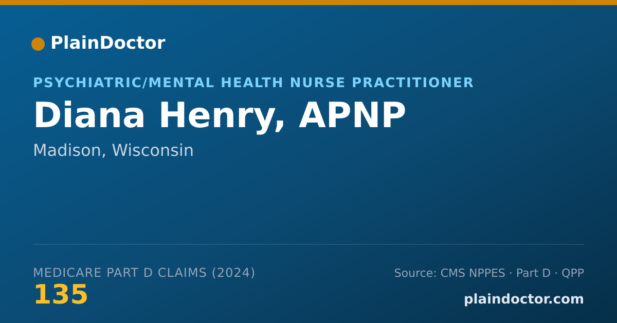 Shareable card for Diana Henry, APNP - Psychiatric/Mental Health Nurse Practitioner, Madison, WI