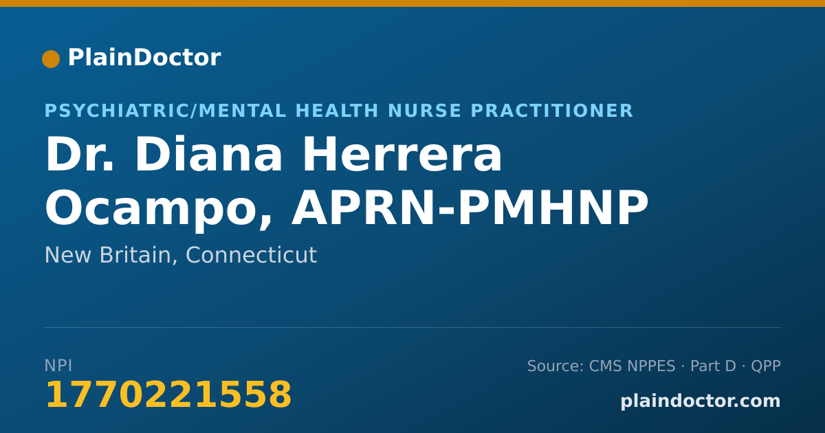 Shareable card for Diana Herrera Ocampo, APRN-PMHNP - Psychiatric/Mental Health Nurse Practitioner, New Britain, CT