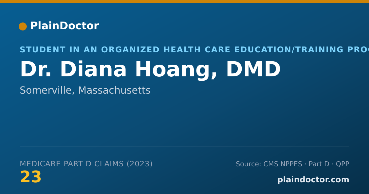 Shareable card for Diana Hoang, DMD - Student in an Organized Health Care Education/Training Program, Somerville, MA